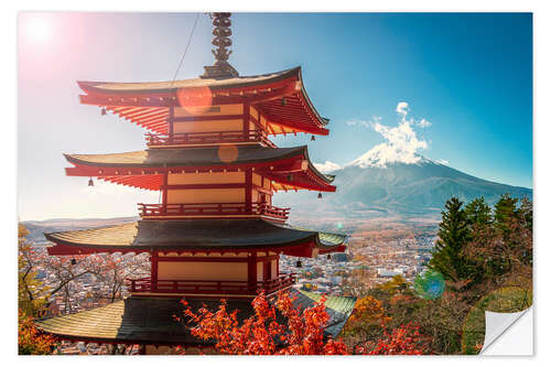 Vinilo para la pared Pagoda del Monte Fuji y Chureito