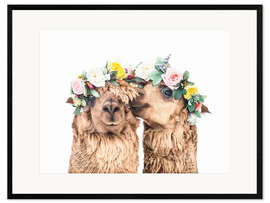 Ingelijste kunstdruk Boho Llamas