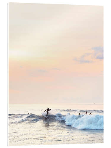 Tableau en plexi-alu Surfeur au coucher du soleil