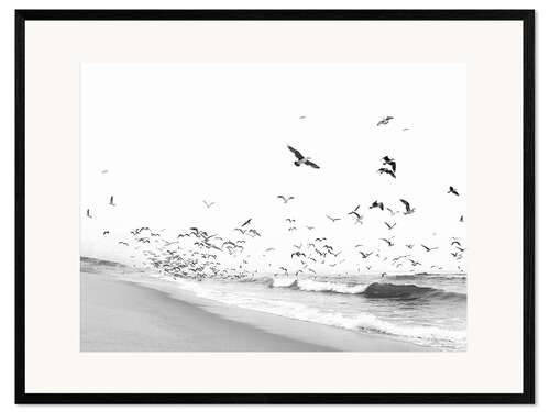 Impression artistique encadrée Oiseaux à la mer