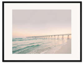 Gerahmter Kunstdruck Pier im Sonnenuntergang