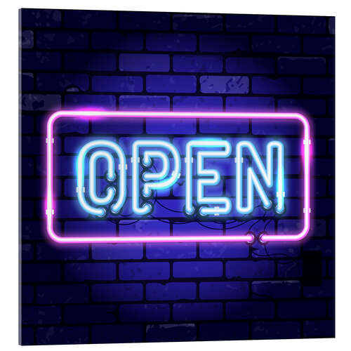 Acrylic print Open - neon sign