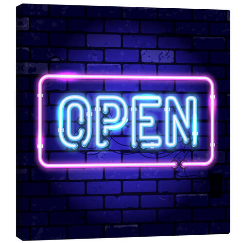 Lærredsbillede Open - neon sign