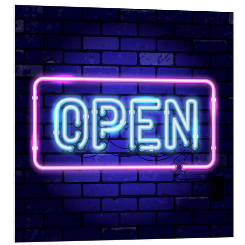 Hartschaumbild Open - Neonschild
