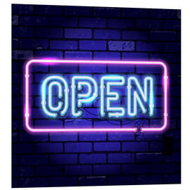 Hartschaumbild Open - Neonschild