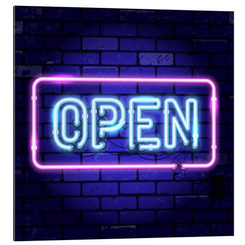 Stampa su plexi-alluminio Open - insegna al neon
