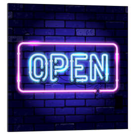 Stampa su plexi-alluminio Open - insegna al neon