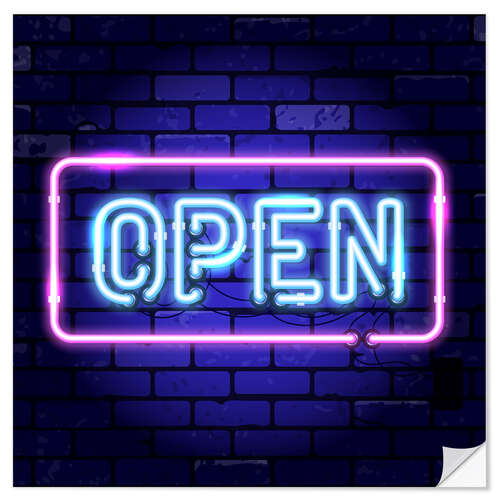 Adesivo murale Open - insegna al neon