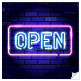 Autocolante decorativo Open - sinal de néon