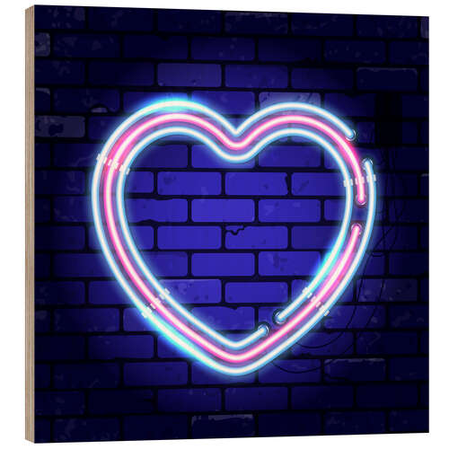 Wood print Heart - neon sign