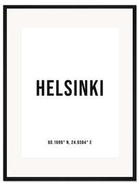 Gerahmter Kunstdruck Koordinaten - Helsinki
