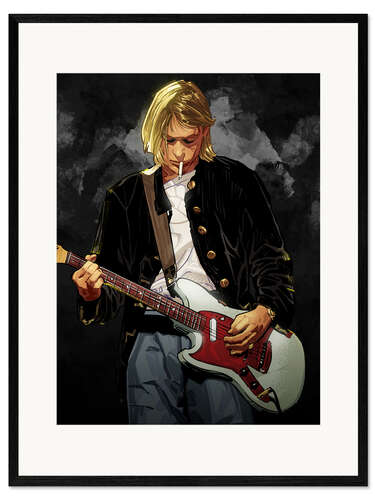Ingelijste kunstdruk Kurt Cobain