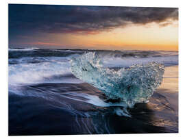 Foam board print Blocks of ice on the ice beach at Jökulsárlón