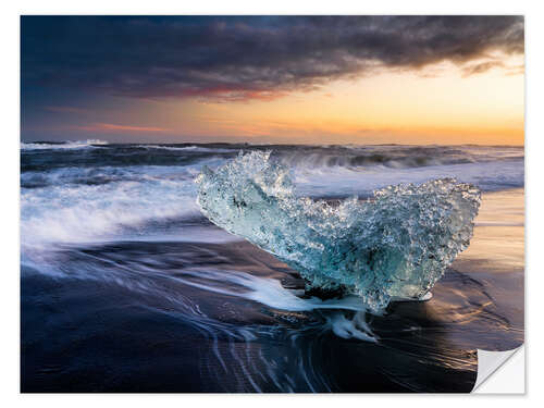 Vinilo para la pared Bloques de hielo en la playa de hielo de Jökulsárlón