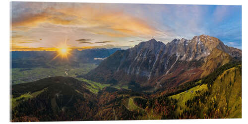 Acrylglasbild Hoher Göll mit Blick auf Salzachtal bei Sonnenaufgang