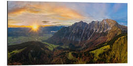 Alubild Hoher Göll mit Blick auf Salzachtal bei Sonnenaufgang