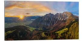 Gallery print Hoher Göll with a view of the Salzach Valley at sunrise