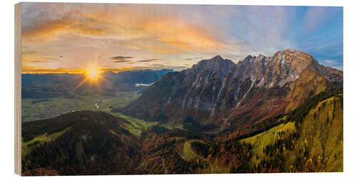 Stampa su legno Hoher Göll con vista sulla valle di Salzach all'alba