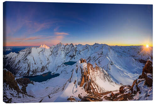 Obraz na płótnie Kitzsteinhorn with a view of Mooserboden at sunset