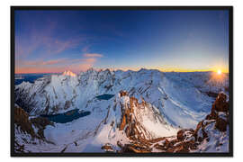 Gerahmter Kunstdruck Kitzsteinhorn mit Blick auf Mooserboden bei Sonnenuntergang