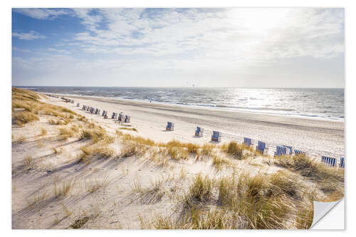 Selvklæbende plakat Beach chairs on Sylt beach