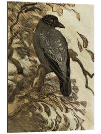 Magnettafel Nebelkrähe auf einem Ast