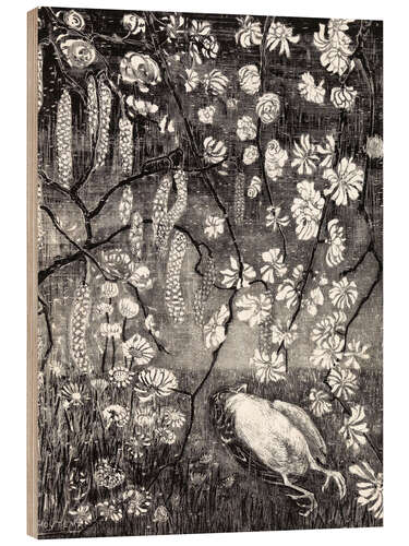 Wood print Dead bird