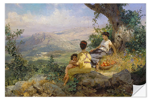 Naklejka na ścianę Break in the apple harvest in the southern landscape