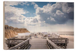 Wood print Beach chairs on the west beach of Sylt