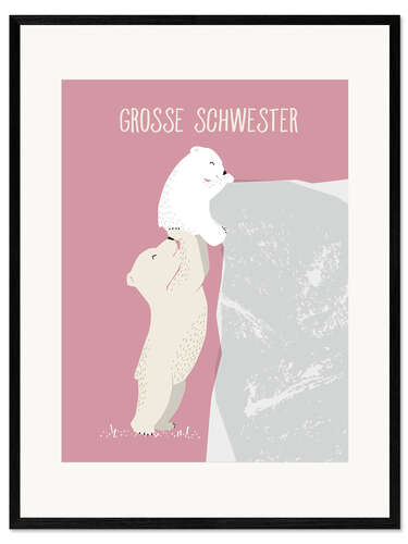 Framed art print Big sister, polar bear
