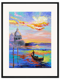 Gerahmter Kunstdruck Gondeln in Venedig