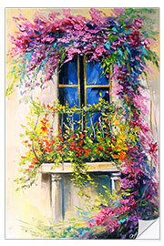 Selvklebende plakat Blooming balcony