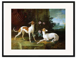 Inramat konsttryck Misse and Turlu, two greyhounds by Louis XV