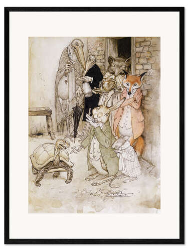 Kunsttryk i ramme The hare and the turtle