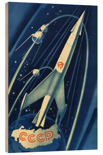 Cuadro de madera Cartel espacial soviético