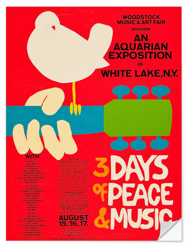 Selvklebende plakat Woodstock Festival