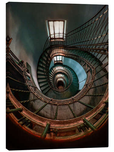 Canvastavla Blue Spiral Staircase I