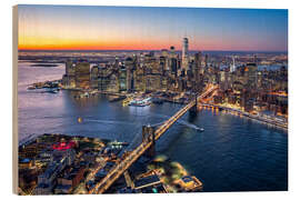 Holzbild Brooklyn Bridge und Manhattan von oben