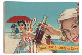 Cuadro de madera Coca Cola en la piscina - Vintage Advertising Collection