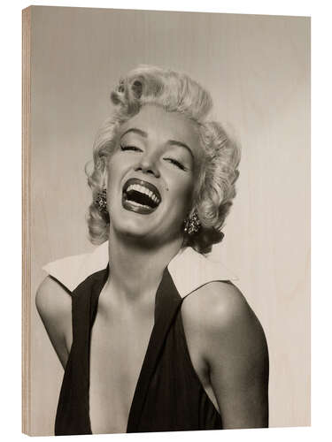 Wood print Marilyn with a radiant smile