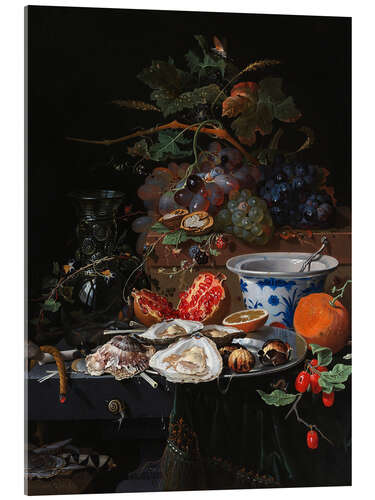 Akrylbilde Still life with fruits and oysters