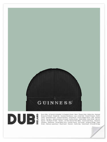 Selvklebende plakat Severdigheter i Dublin I