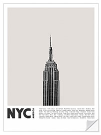 Selvklæbende plakat Attractions in New York II