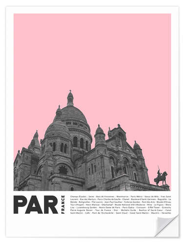 Selvklebende plakat Severdigheter i Paris II