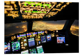 Hartschaumbild A380 Cockpit mit blick auf Teheran