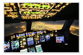 Plakat A380 cockpit with a view of Tehran