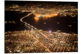 Stampa su plexi-alluminio San Francisco e Oakland di notte