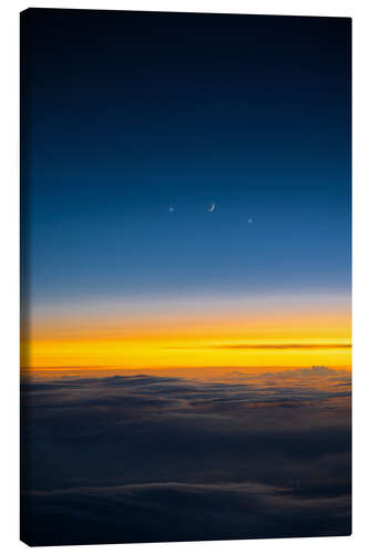 Canvas print Moon, Venus & Jupiter at dusk