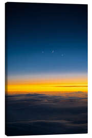 Canvas print Moon, Venus &amp; Jupiter at dusk