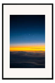 Gerahmter Kunstdruck Mond, Venus &amp; Jupiter in der Abenddämmerung